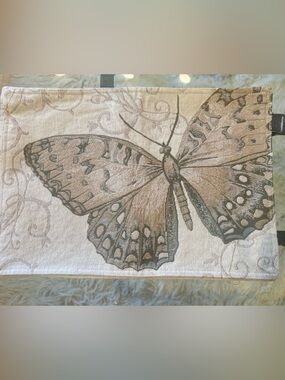 Croft and Barrow Neutral Butterfly Tapestry Placemats Set of 4